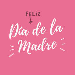 Happy mothers day card, pink background. Editable logo vector design. Spanish version.