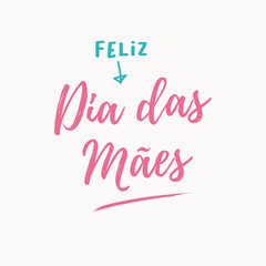 Happy mothers day card. Editable logo vector design. Portuguese version.