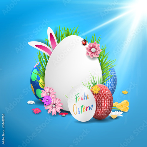 "Bunte Ostereier. Frohe Ostern. Happy easter image vector ...