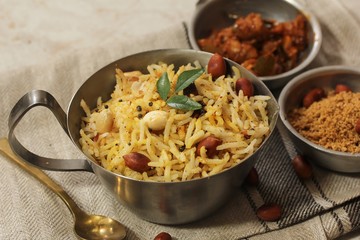 Homemade Healthy Peanut rice  / South Indian lunch box meal
