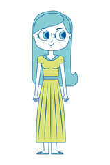 cartoon beauty mother standing character vector illustration green image