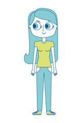 cartoon beauty mother standing character vector illustration green image