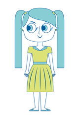 cartoon beauty cute girl daughter vector illustration green image
