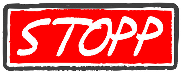 Rotes Schild mit Umrandung im Kohlelook,