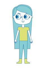 cartoon beauty cute girl daughter vector illustration green image