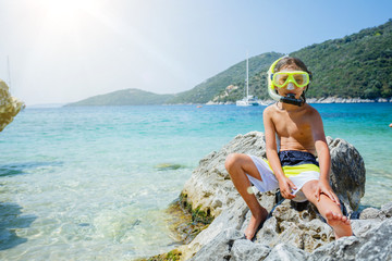 Beach vacation snorkel boy snorkeling
