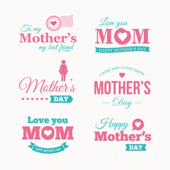 Happy mothers day logo set. Editable vector design.