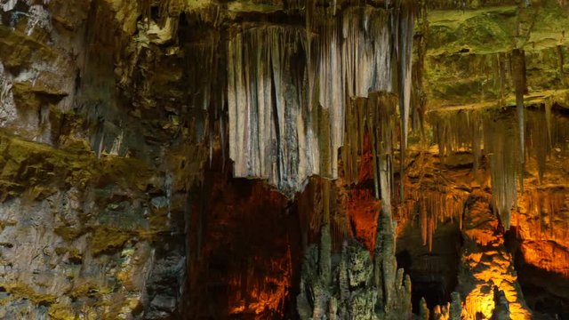 Grotte di Castellana, Italy- Inside lighting Cave Stone Wall 