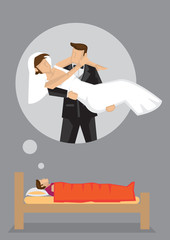 Dream Wedding Vector Cartoon Illustration