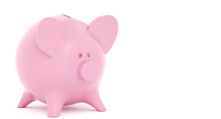 3D Rendering Of Realistic Piggy Bank On White Background