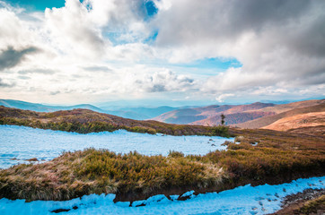 Autumn mountains in cloudly day