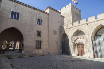 Alfajeria Palace, fortified medieval islamic palace, Zaragoza, Spain.