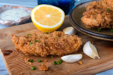 Crispy chicken tenderloid deep fried.