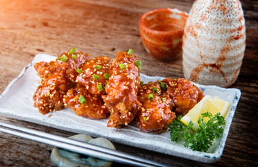 Korean style spicy crispy chicken.