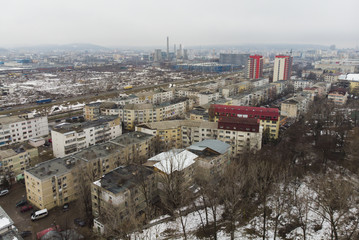 aerial view of Iasi city in a cloudy day