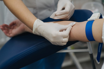 Disinfection and disinfection before taking blood. Manipulation cabinet. Hematology. Health and...