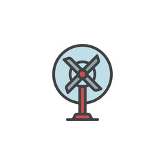 Obraz premium Table fan filled outline icon, line vector sign, linear colorful pictogram isolated on white. Blower symbol, logo illustration. Pixel perfect vector graphics