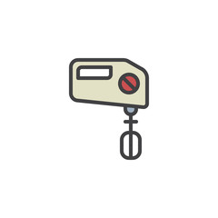 Hand mixer filled outline icon, line vector sign, linear colorful pictogram isolated on white. Beater symbol, logo illustration. Pixel perfect vector graphics
