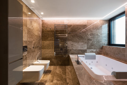 Luxurious marble bathroom with hydromassage