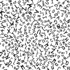 Vector random seamless pattern grunge letters.