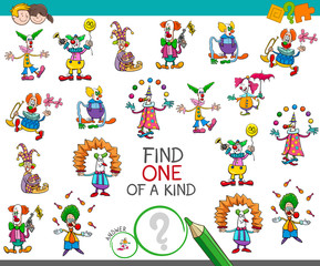 find one of a kind game with clown characters