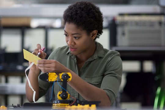 Engineer working on robotics