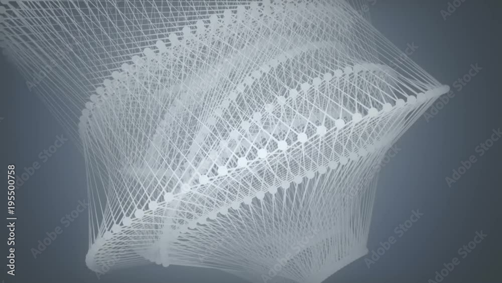 Poster Abstract background with animation of waving and vibrating network surface. 3d rendering
