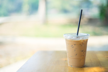 Ice coffee in garden