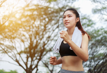 fitness woman running in the park