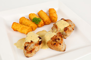 Schweineflilet mit Kroketten