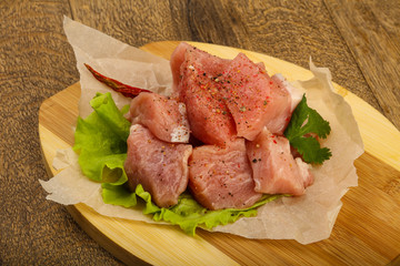 Raw pork pieces