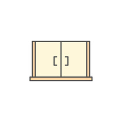 Kitchen appliances cupboard storage icon for cooking Illustration. Simple thin line style symbol.