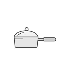 Frying Pan with Cover icon. Kitchen appliances for cooking Illustration. Simple thin line style symbol.