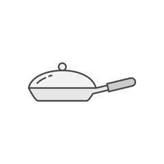Frying Pan with Cover icon. Kitchen appliances for cooking Illustration. Simple thin line style symbol.