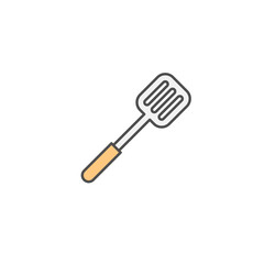 Slotted Spatula icon. Kitchen appliances for cooking Illustration. Simple thin line style symbol.