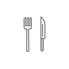 Fork and Knife Western Restaurant icon. Kitchen appliances for cooking Illustration. Simple thin line style symbol.
