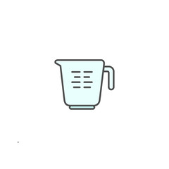 measuring water cup icon. Kitchen appliances for cooking Illustration. Simple thin line style symbol.