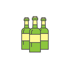 group of wine bottle icon Illustration. Simple thin line style symbol.