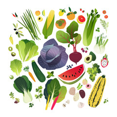Big clip art collection with fruits and vegetables