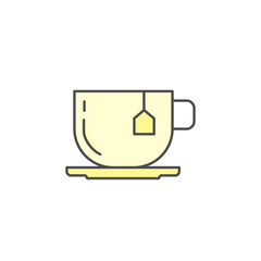 tea cup with tea bag icon. Kitchen appliances for cooking Illustration. Simple thin line style symbol.