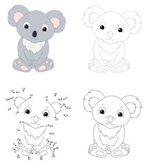 Cartoon koala. Dot to dot game for kids