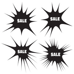 Set of Grunge Cloud Explosions, blast or bomb bang. Vector illustration.