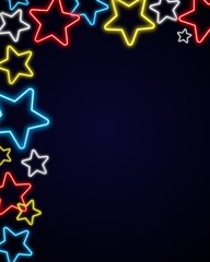 Shiny colorful neon stars background