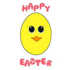 Chicken in the form of eggs. The inscription of a happy Easter.