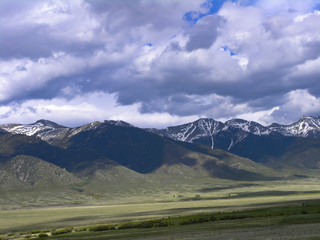 Rocky mountains landscape with the white rocks