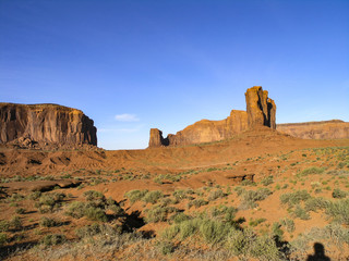 Monument Valley usa red rocks with the blue sky on Utah and Arizona border  