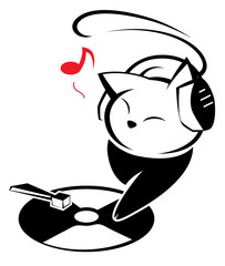 Cat logo illustration on white background.