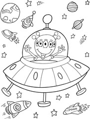 Alien UFO Space Vector Illustration Art