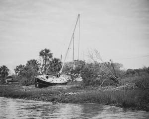 sailboat wreck from hurricane