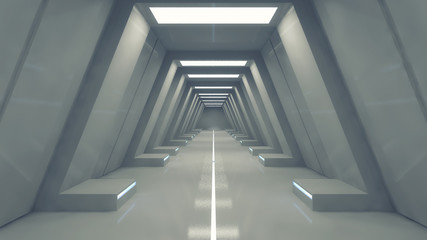 3D render. Futuristic interior spaceship design